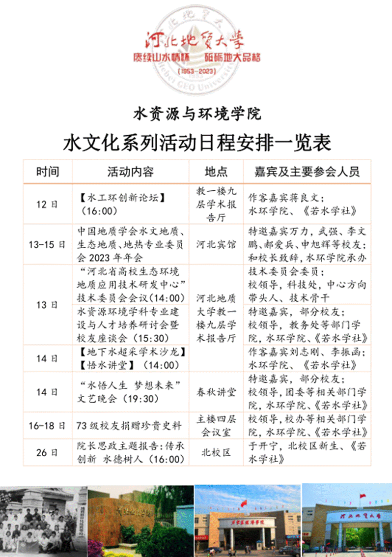 水环学院院庆活动日程安排一览表-10月底1